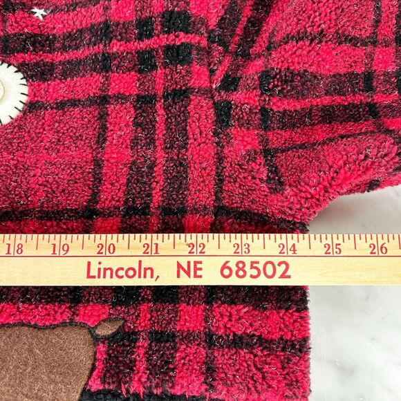 Talbots Plaid Fleece Reindeer Christmas Tree Applique Fleece Jacket - Women's XL - Picture 11 of 14